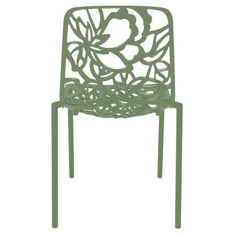 Devon Stackable Aluminum Outdoor Dining Chairs with Flower Design