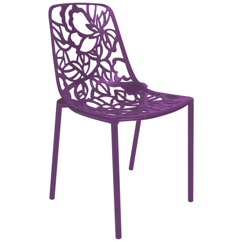 Devon Stackable Aluminum Outdoor Dining Chairs with Flower Design