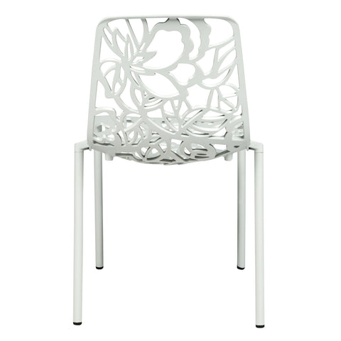 Devon Aluminum Indoor Outdoor Dining Chairs Stackable and Flower Pattern Design Set of 2