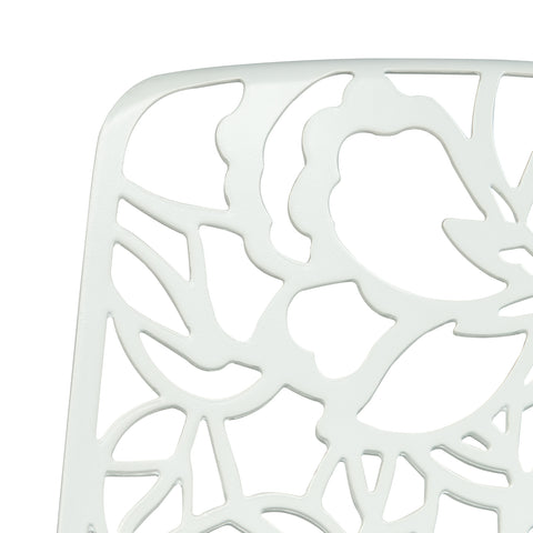 Devon Aluminum Indoor Outdoor Dining Chairs Stackable and Flower Pattern Design Set of 2
