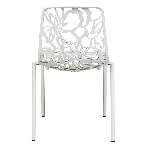 Devon Aluminum Indoor Outdoor Dining Chairs Stackable and Flower Pattern Design Set of 4