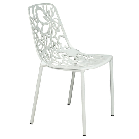 Devon Stackable Aluminum Outdoor Dining Chairs with Flower Design