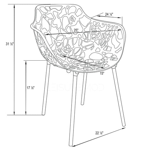 Devon Aluminum Indoor Outdoor Dining Armchairs with Flower Pattern and Stackable Design