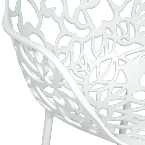 Devon Aluminum Indoor Outdoor Dining Armchairs with Flower Pattern and Stackable Design