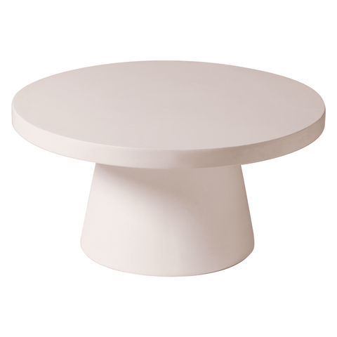 Dune Round 32" Wide Coffee Table in Fiberstone with a Pedestal Base