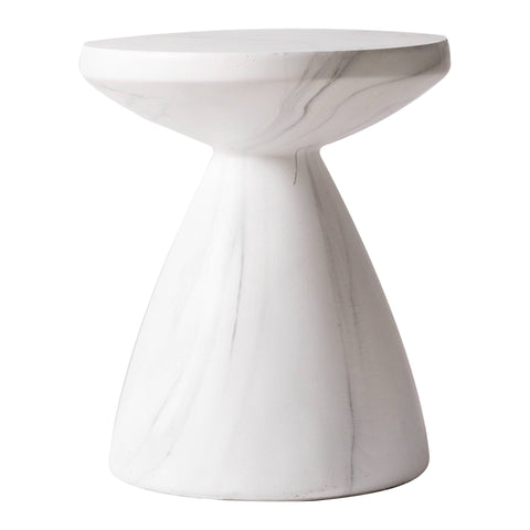 Dune Side Table Fiberstone Round Accent Table and Hourglass Pedestal Base