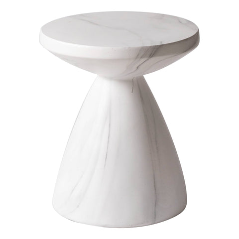 Dune Side Table Fiberstone Round Accent Table and Hourglass Pedestal Base