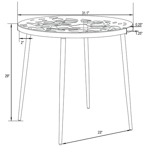 Devon Modern 5-Piece Aluminum Outdoor Dining Set with Dining Table with Tempered Glass Top and 4 Stackable Flower Design Armchairs