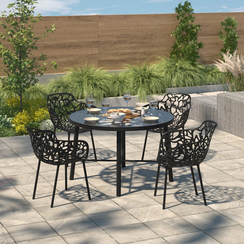 Devon Tree Design Glass Top Aluminum Base Indoor Outdoor Bistro Dining Table