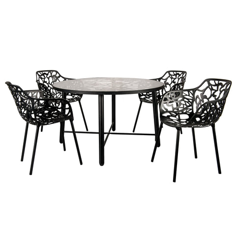 Devon Tree Design Glass Top Aluminum Base Indoor Outdoor Bistro Dining Table