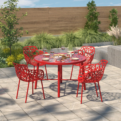 Devon Tree Design Glass Top Aluminum Base Indoor Outdoor Bistro Dining Table