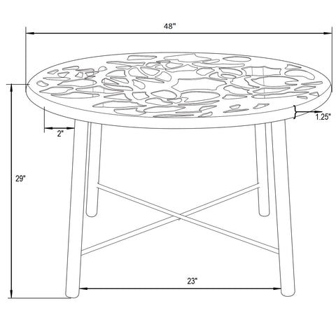 Devon Tree Design Glass Top Aluminum Base Indoor Outdoor 47.25" Dining Table
