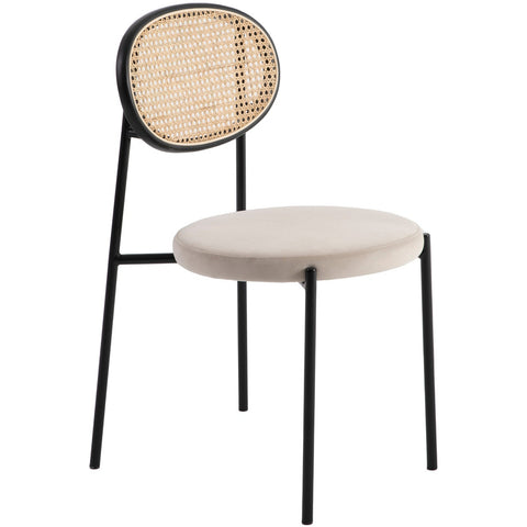 Euston Modern Wicker Dining Chair with Round Velvet Seat Set of 4