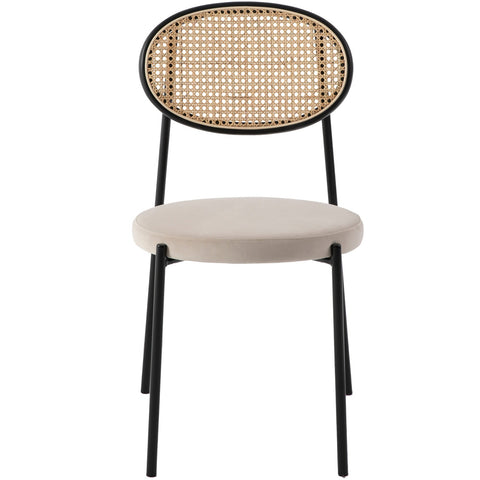 Euston Modern Wicker Dining Chair with Round Velvet Seat Set of 4