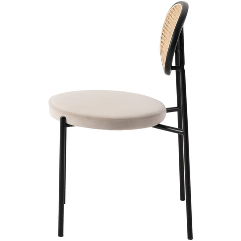 Euston Modern Wicker Dining Chair with Round Velvet Seat Set of 4