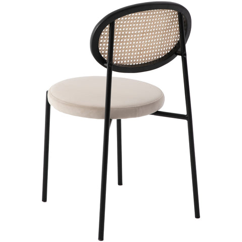 Euston Modern Wicker Dining Chair with Round Velvet Seat Set of 4