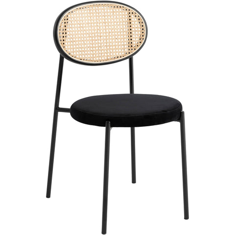 Euston Modern Wicker Dining Chair with Round Velvet Seat Set of 4