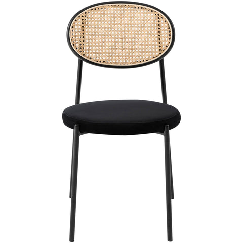 Euston Modern Wicker Dining Chair with Round Velvet Seat Set of 4