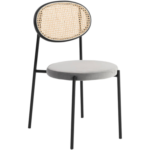 Euston Modern Wicker Dining Chair with Round Velvet Seat Set of 4