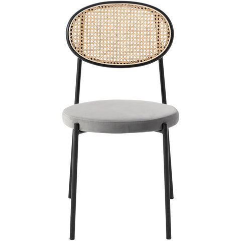 Euston Modern Wicker Dining Chair with Round Velvet Seat Set of 4