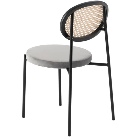 Euston Modern Wicker Dining Chair with Round Velvet Seat Set of 4