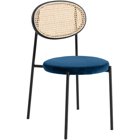 Euston Modern Wicker Dining Chair with Round Velvet Seat Set of 4