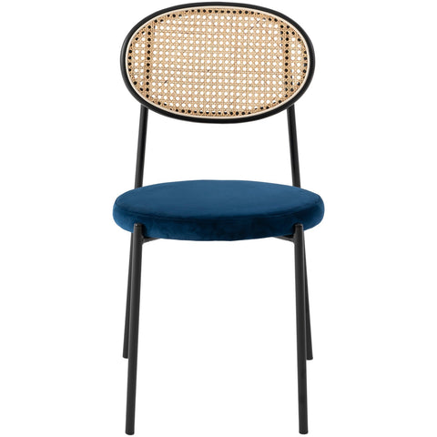 Euston Modern Wicker Dining Chair with Round Velvet Seat Set of 4