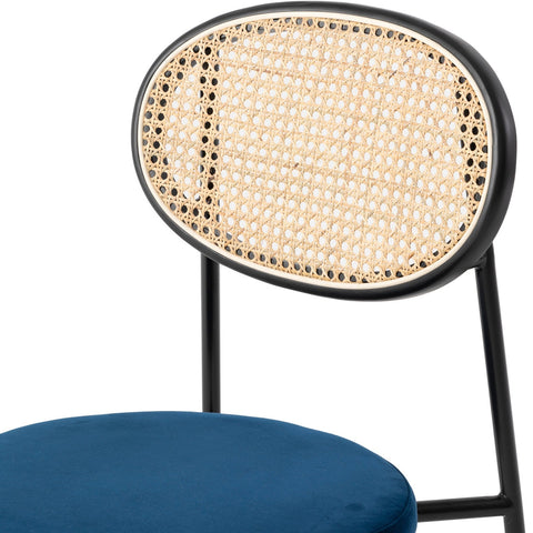 Euston Modern Wicker Dining Chair with Round Velvet Seat Set of 4