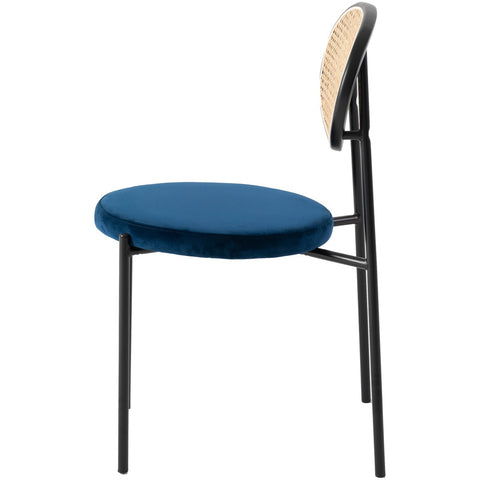 Euston Modern Upholstered Dining Chair with Round Wicker/Velvet Back Style
