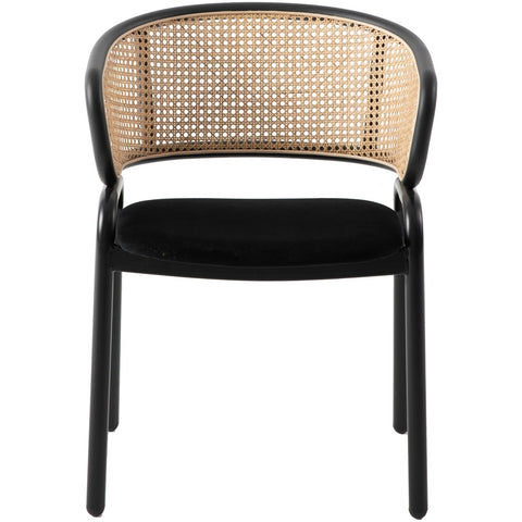 Ervilla Mid Century Modern Dining Chair With Stainless Steel Legs Velvet Seat and Wicker Back, Set of 2