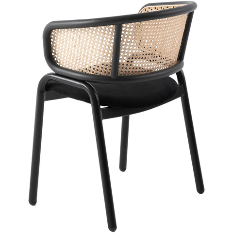 Ervilla Dining Armchair with White/Black Steel Legs and Black/Brown Wicker Back