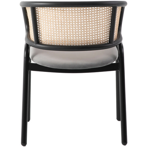 Ervilla Mid Century Modern Dining Chair With Stainless Steel Legs Velvet Seat and Wicker Back, Set of 2