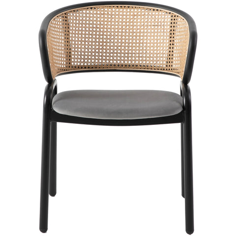 Ervilla Dining Armchair with White/Black Steel Legs and Black/Brown Wicker Back