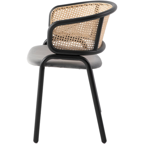 Ervilla Dining Armchair with White/Black Steel Legs and Black/Brown Wicker Back