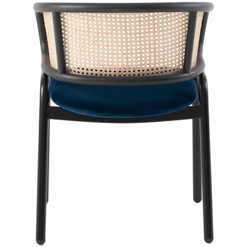 Ervilla Mid Century Modern Dining Chair With Stainless Steel Legs Velvet Seat and Wicker Back, Set of 2