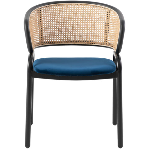 Ervilla Dining Armchair with White/Black Steel Legs and Black/Brown Wicker Back