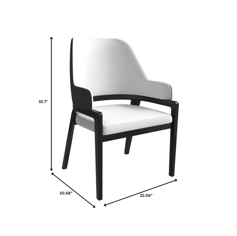 Ethora Dining Chair Upholstered in Leather with Curved Open Back Design and Rubberwood Frame