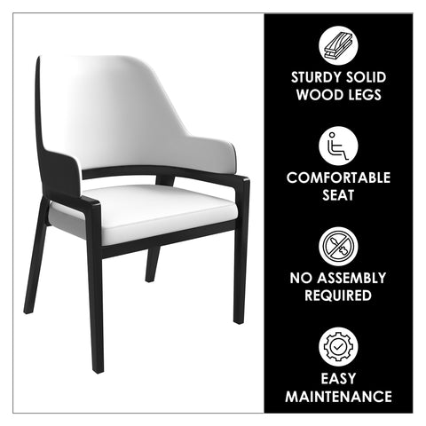 Ethora Dining Chair Upholstered in Leather with Curved Open Back Design and Rubberwood Frame