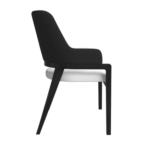 Ethora Dining Chair Upholstered in Leather with Curved Open Back Design and Rubberwood Frame