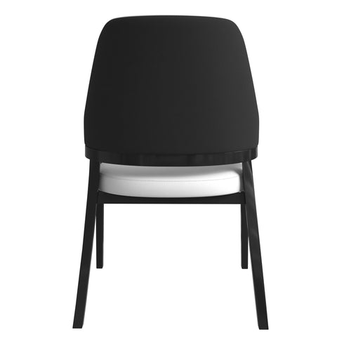 Ethora Dining Chair Upholstered in Leather with Curved Open Back Design and Rubberwood Frame