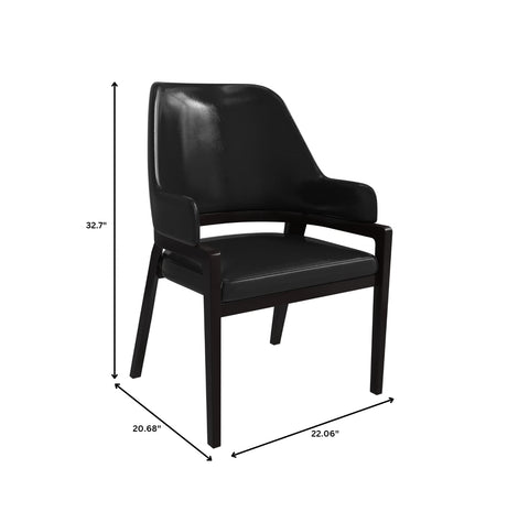 Ethora Leather Dining Chair: Upholstered, Curved Open-Back & Rubberwood Frame Set of 2