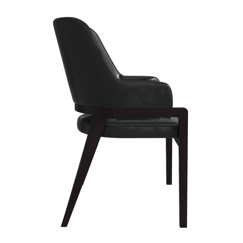 Ethora Leather Dining Chair: Upholstered, Curved Open-Back & Rubberwood Frame Set of 2