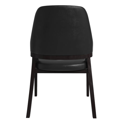 Ethora Leather Dining Chair: Upholstered, Curved Open-Back & Rubberwood Frame Set of 2