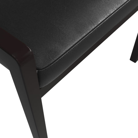 Ethora Dining Chair Upholstered in Leather with Curved Open Back Design and Rubberwood Frame