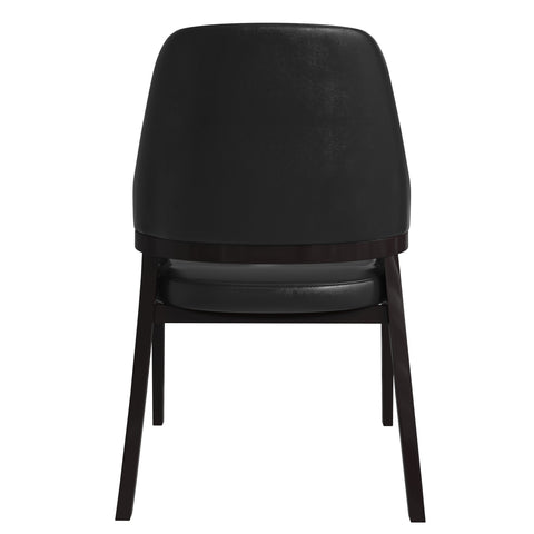 Ethora Dining Chair Upholstered in Leather with Curved Open Back Design and Rubberwood Frame