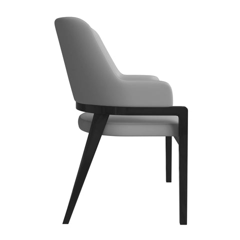 Ethora Leather Dining Chair: Upholstered, Curved Open-Back & Rubberwood Frame Set of 2