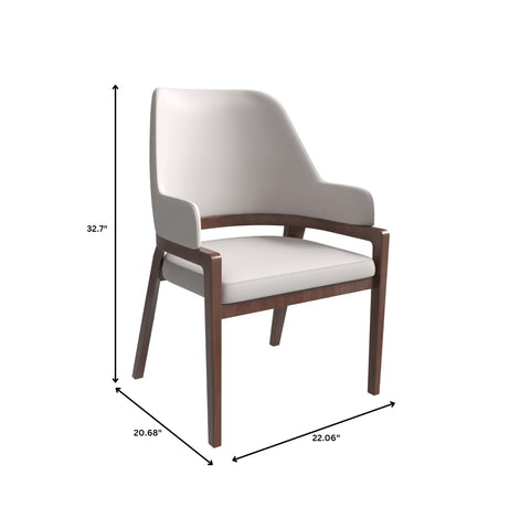 Ethora Leather Dining Chair: Upholstered, Curved Open-Back & Rubberwood Frame Set of 2