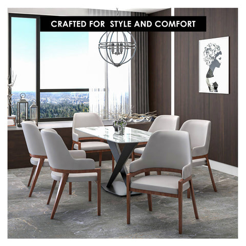 Ethora Leather Dining Chair: Upholstered, Curved Open-Back & Rubberwood Frame Set of 2