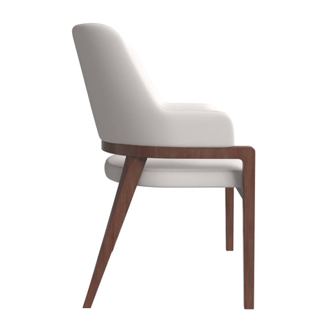 Ethora Leather Dining Chair: Upholstered, Curved Open-Back & Rubberwood Frame Set of 2