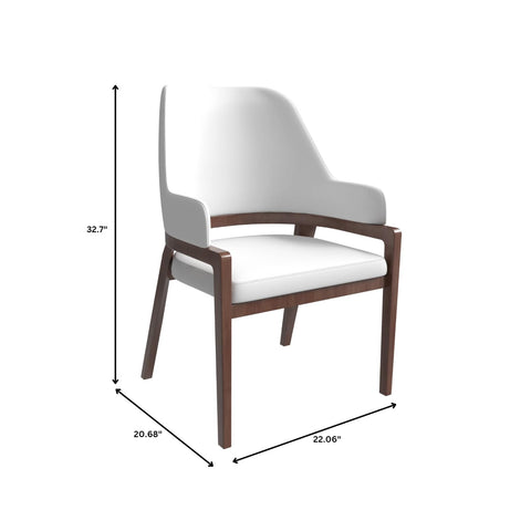 Ethora Leather Dining Chair: Upholstered, Curved Open-Back & Rubberwood Frame Set of 2